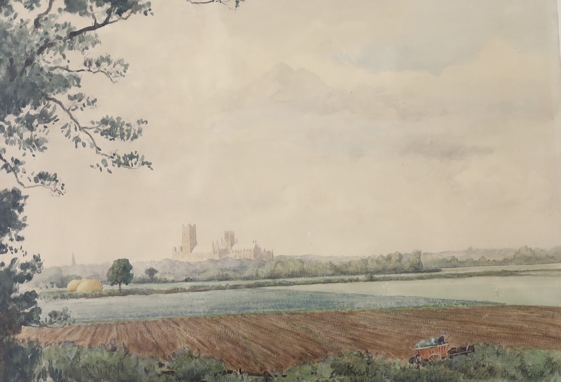 Frank Galsworthy (1863-1959), watercolour, View of a cathedral town, signed and dated 1931, 38 x 50cm